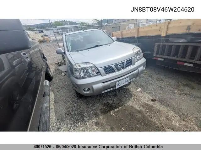 2006 Nissan X-Trail Xe/Se VIN: JN8BT08V46W204620 Lot: 40071526