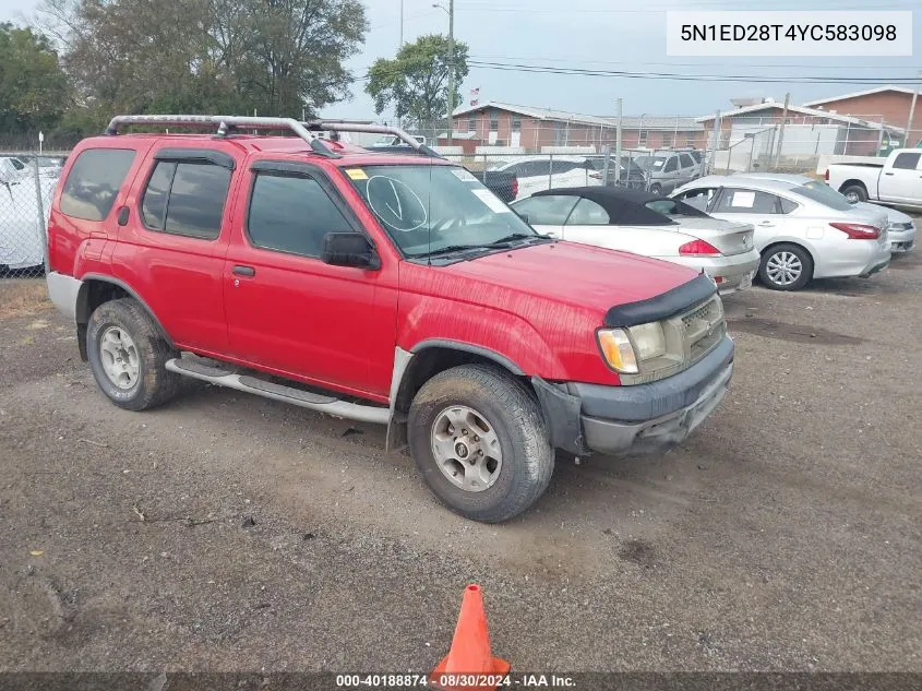 5N1ED28T4YC583098 2000 Nissan Xterra Se/Xe