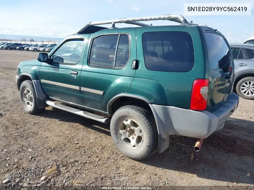 5N1ED28Y9YC562419 2000 Nissan Xterra Se/Xe