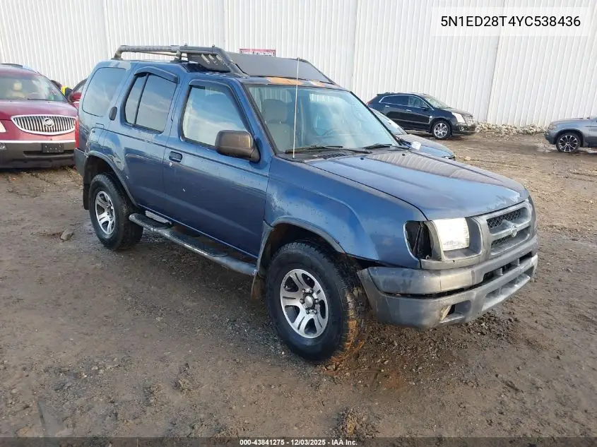 5N1ED28T4YC538436 2000 Nissan Xterra Se/Xe