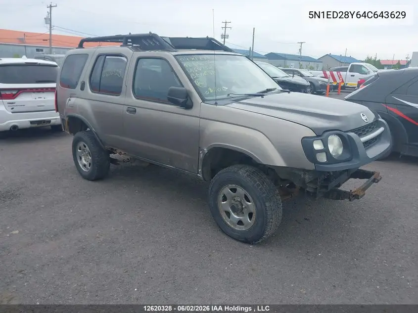 2004 Nissan Xterra Se VIN: 5N1ED28Y64C643629 Lot: 12620328x