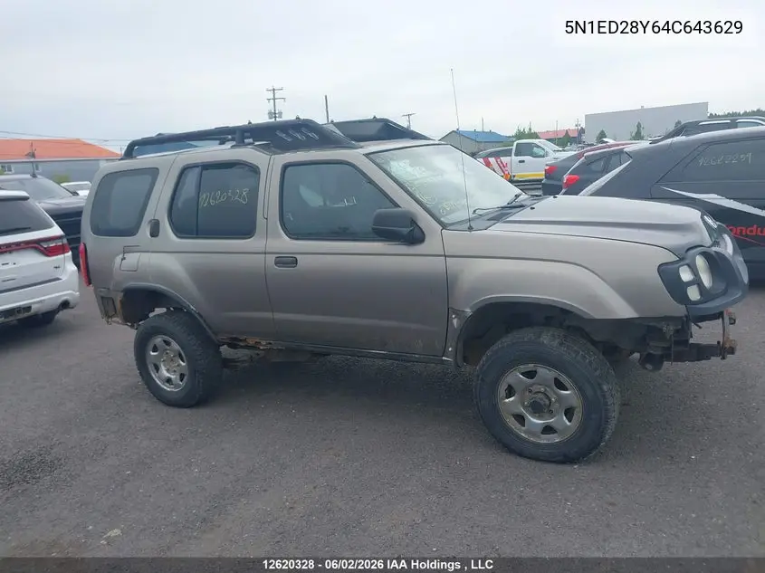 2004 Nissan Xterra Se VIN: 5N1ED28Y64C643629 Lot: 12620328x