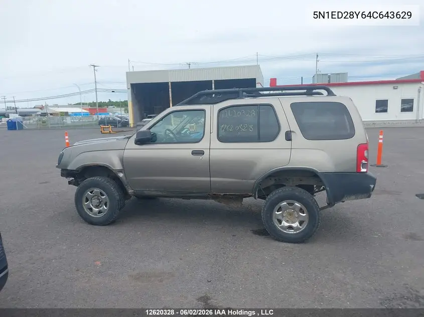 2004 Nissan Xterra Se VIN: 5N1ED28Y64C643629 Lot: 12620328x