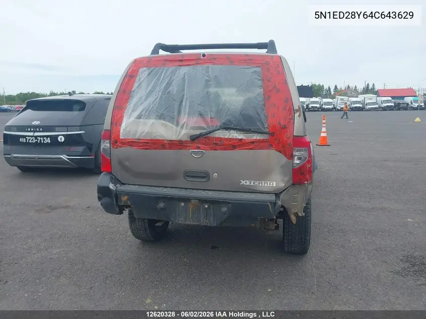 2004 Nissan Xterra Se VIN: 5N1ED28Y64C643629 Lot: 12620328x