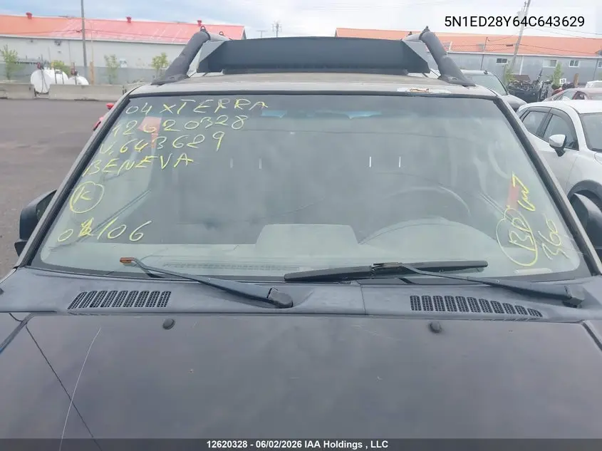2004 Nissan Xterra Se VIN: 5N1ED28Y64C643629 Lot: 12620328x