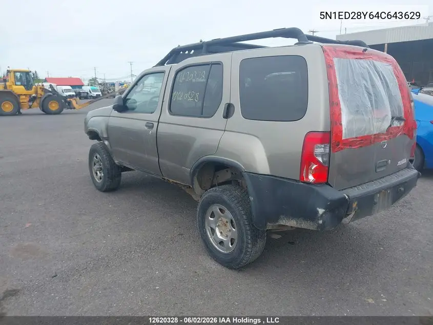 2004 Nissan Xterra Se VIN: 5N1ED28Y64C643629 Lot: 12620328x