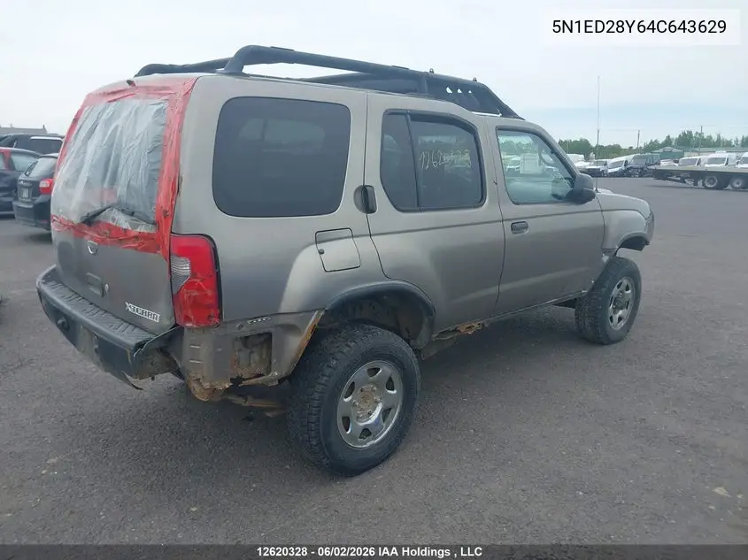 2004 Nissan Xterra Se VIN: 5N1ED28Y64C643629 Lot: 12620328x