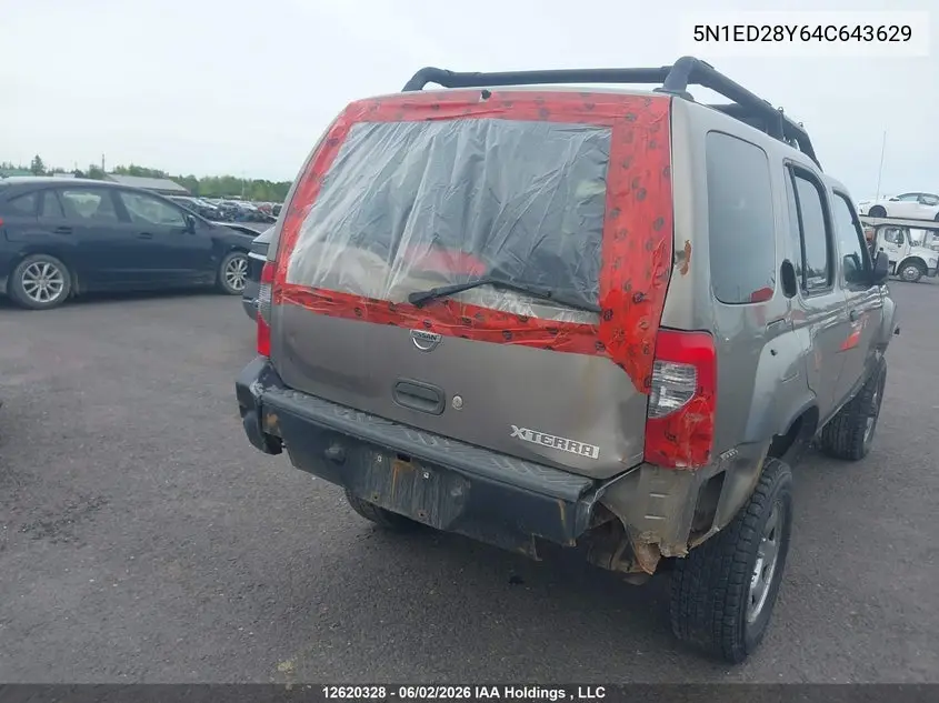 2004 Nissan Xterra Se VIN: 5N1ED28Y64C643629 Lot: 12620328x