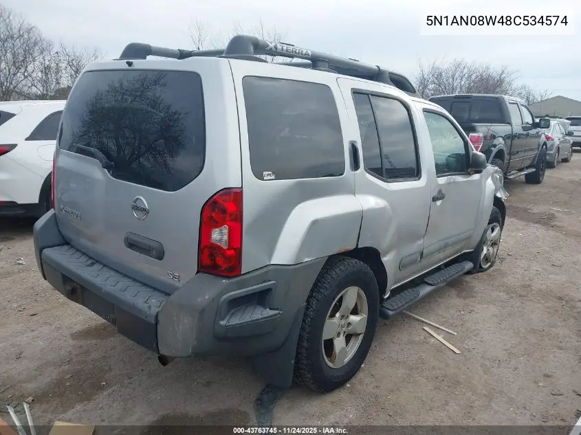 5N1AN08W48C534574 2008 Nissan Xterra Se