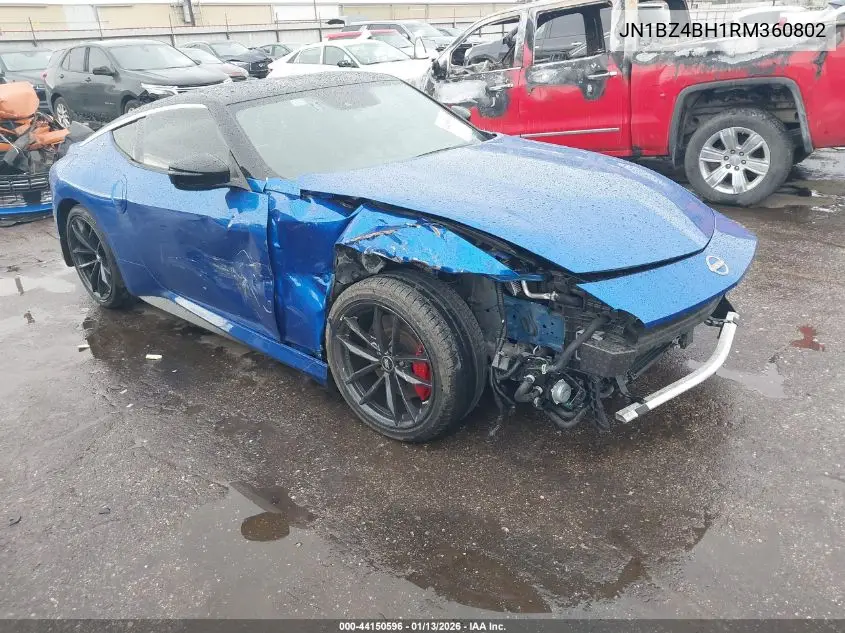 2024 Nissan Z Performance Manual VIN: JN1BZ4BH1RM360802 Lot: 44150596