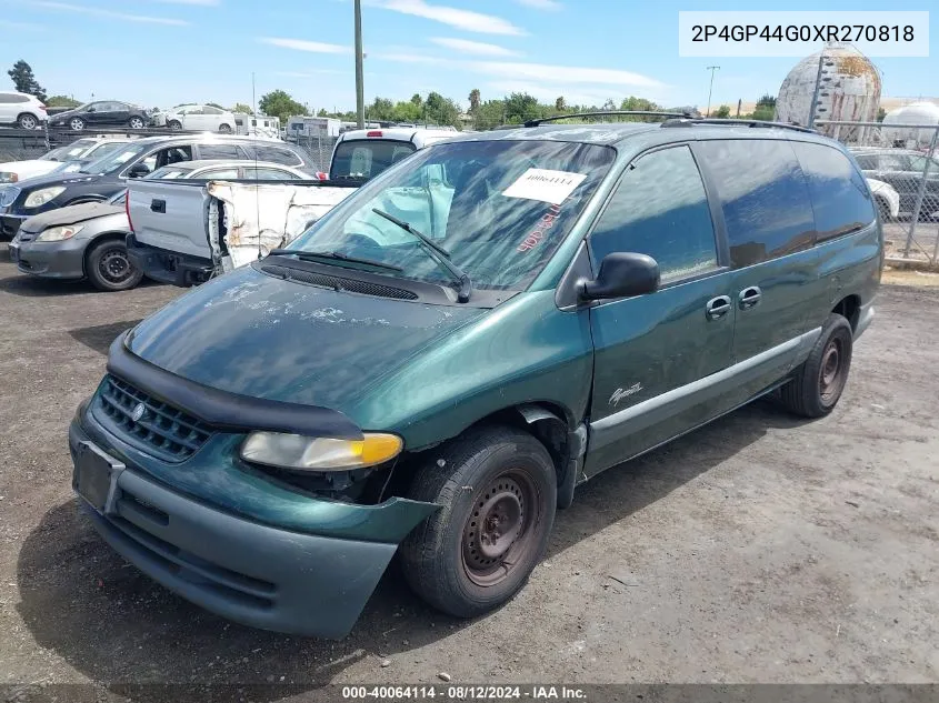 1999 Plymouth Grand Voyager Se VIN: 2P4GP44G0XR270818 Lot: 40064114
