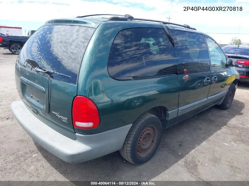 1999 Plymouth Grand Voyager Se VIN: 2P4GP44G0XR270818 Lot: 40064114