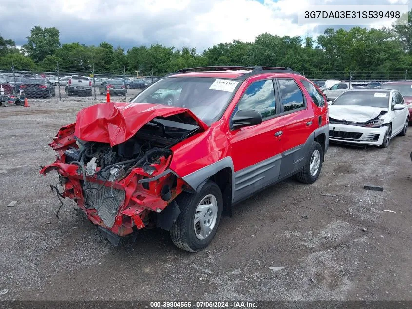 2001 Pontiac Aztek VIN: 3G7DA03E31S539498 Lot: 39804555