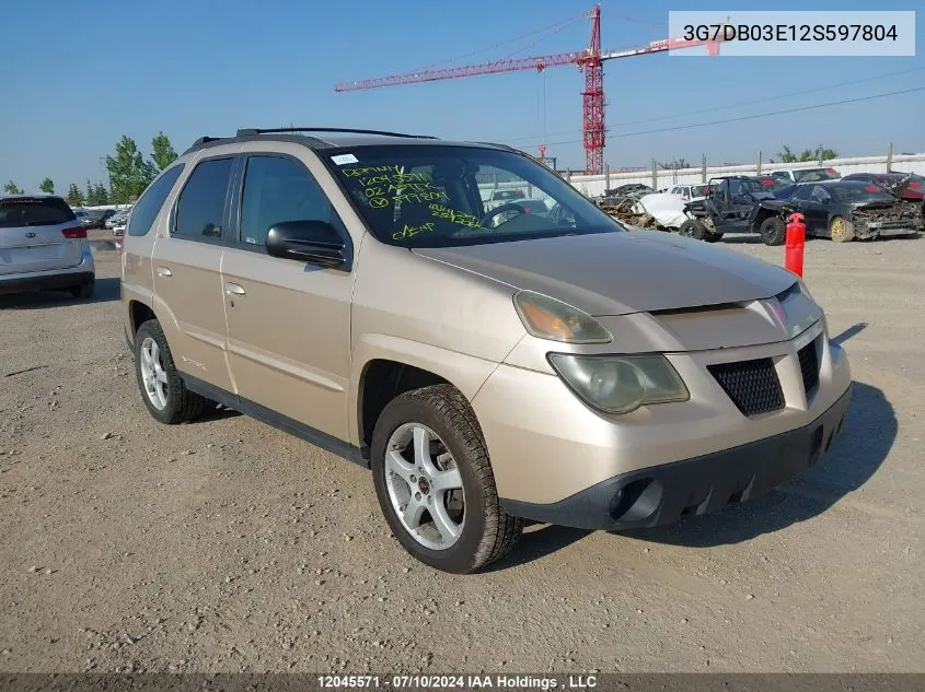 2002 Pontiac Aztek VIN: 3G7DB03E12S597804 Lot: 12045571