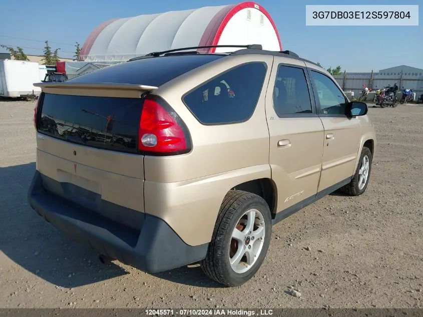 2002 Pontiac Aztek VIN: 3G7DB03E12S597804 Lot: 12045571