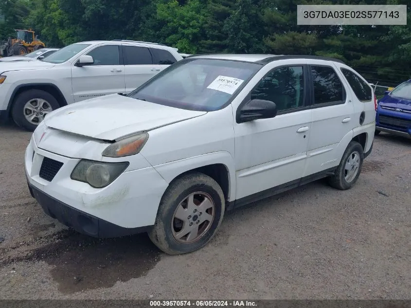 2002 Pontiac Aztek VIN: 3G7DA03E02S577143 Lot: 39570574