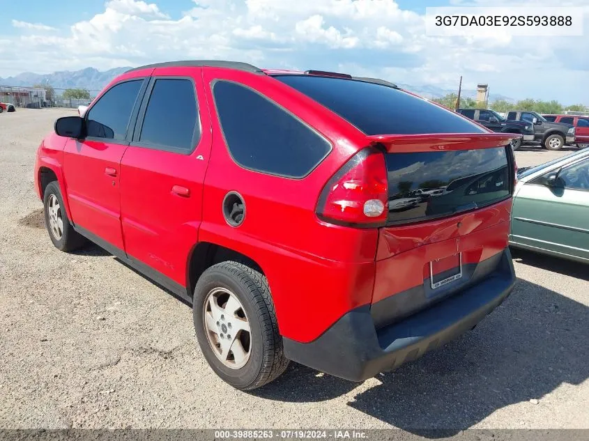 2002 Pontiac Aztek VIN: 3G7DA03E92S593888 Lot: 39885263