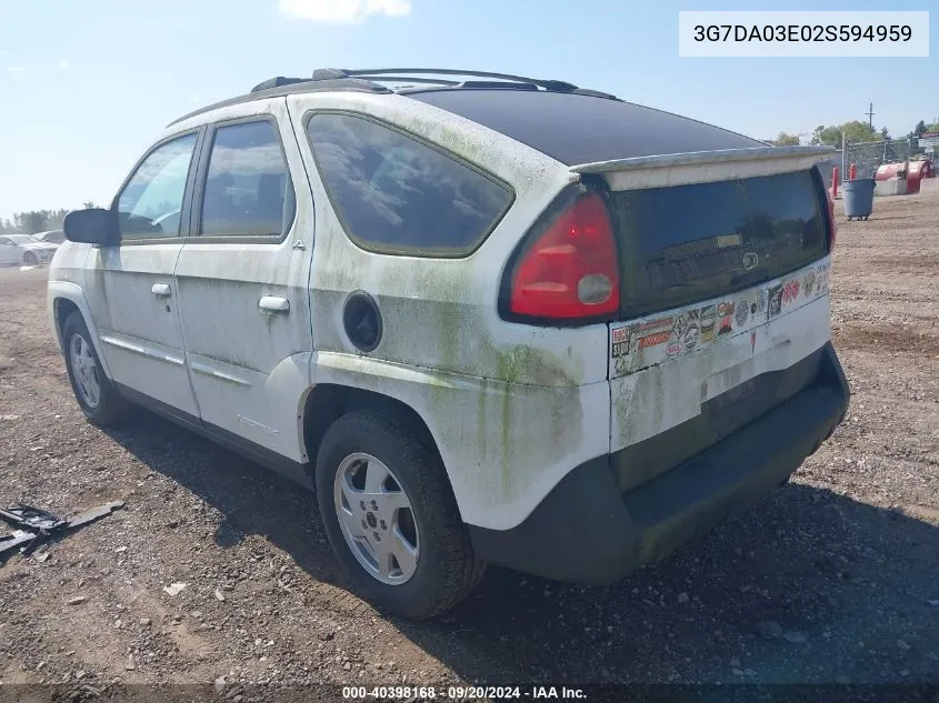 2002 Pontiac Aztek VIN: 3G7DA03E02S594959 Lot: 40398168