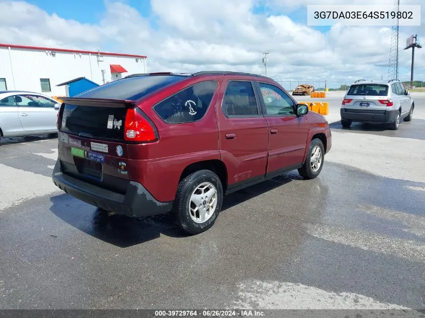 2004 Pontiac Aztek VIN: 3G7DA03E64S519802 Lot: 39729764