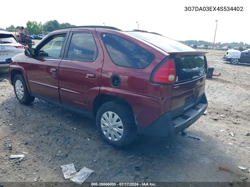 2004 Pontiac Aztek VIN: 3G7DA03EX4S534402 Lot: 39866005