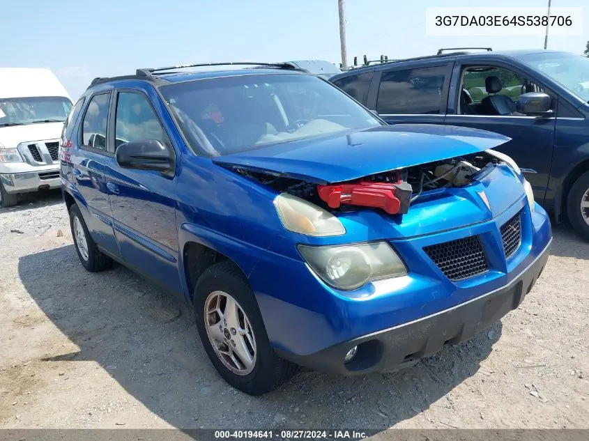 2004 Pontiac Aztek VIN: 3G7DA03E64S538706 Lot: 40194641