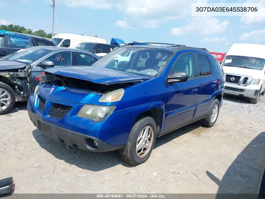 2004 Pontiac Aztek VIN: 3G7DA03E64S538706 Lot: 40194641