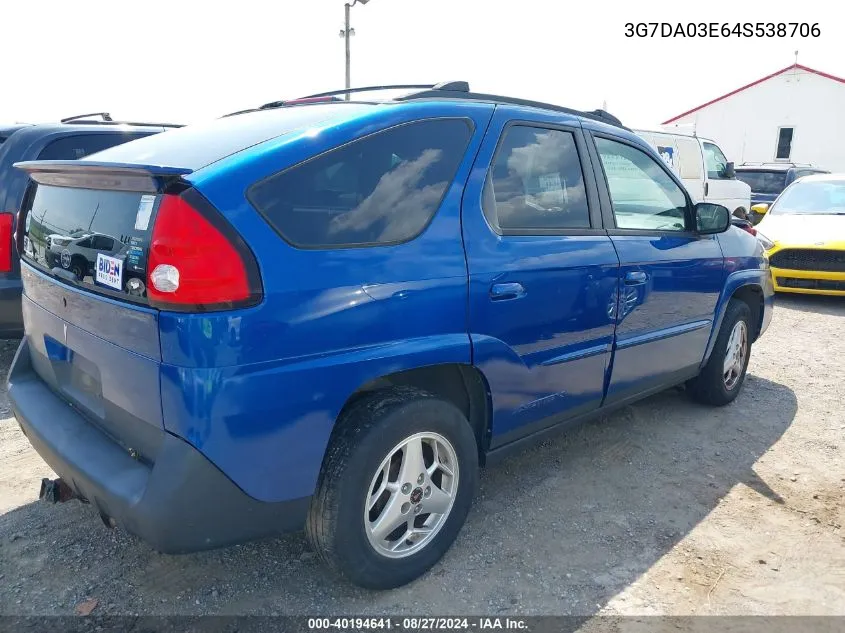 2004 Pontiac Aztek VIN: 3G7DA03E64S538706 Lot: 40194641