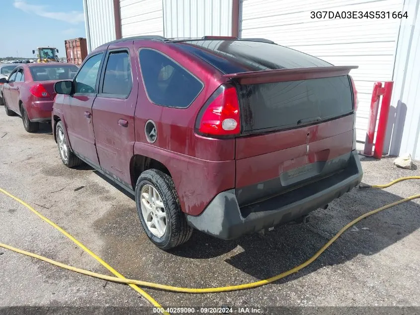 2004 Pontiac Aztek VIN: 3G7DA03E34S531664 Lot: 40259090