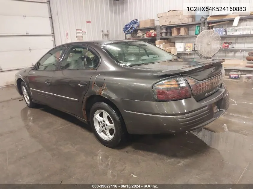 2002 Pontiac Bonneville Se VIN: 1G2HX54K524160883 Lot: 39627116