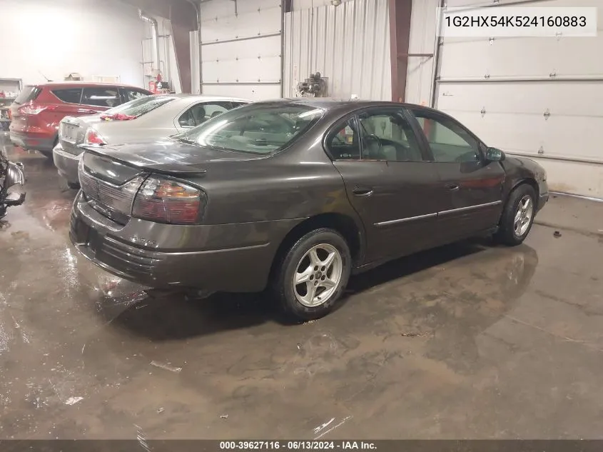 2002 Pontiac Bonneville Se VIN: 1G2HX54K524160883 Lot: 39627116