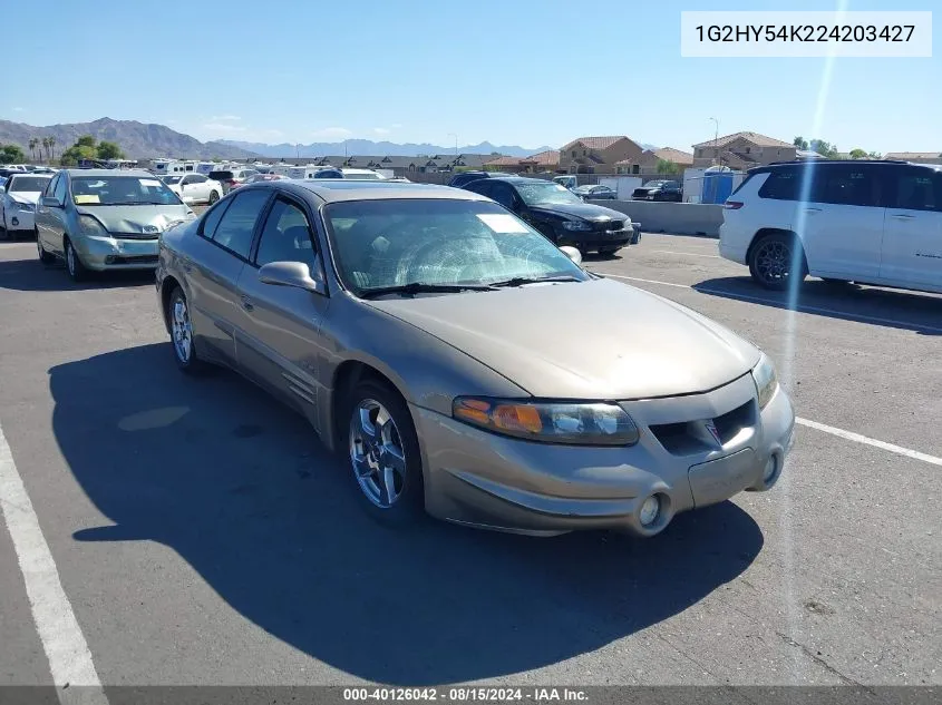 2002 Pontiac Bonneville Sle VIN: 1G2HY54K224203427 Lot: 40126042