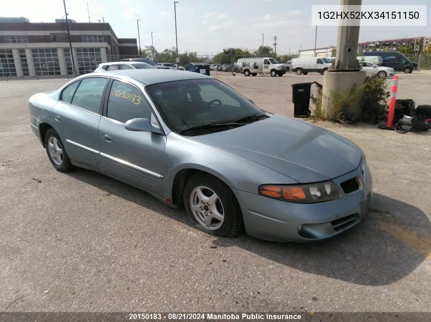 2003 Pontiac Bonneville Se VIN: 1G2HX52KX34151150 Lot: 20150183