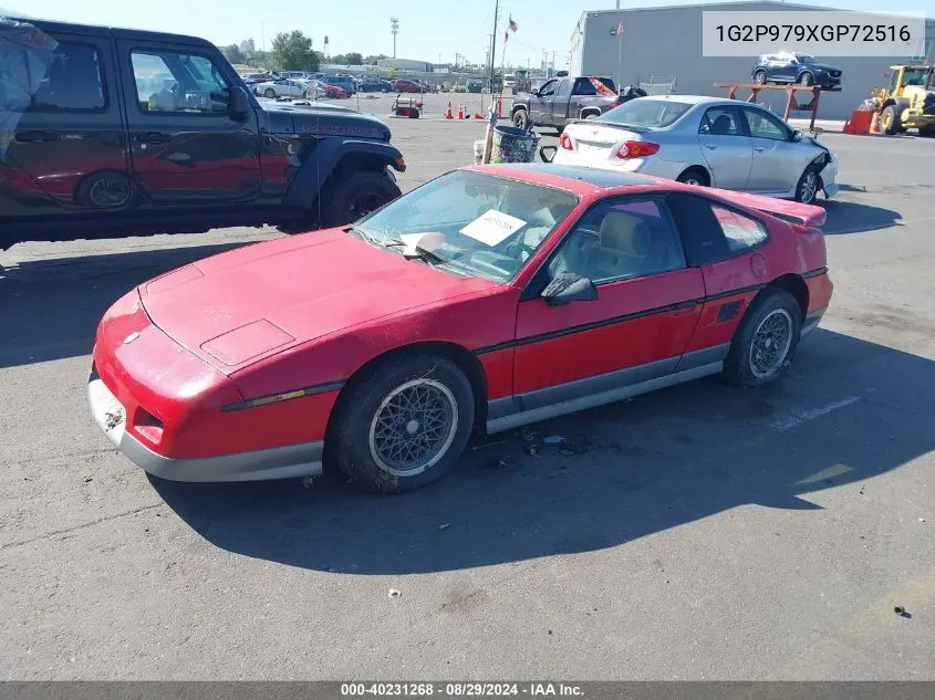 1986 Pontiac Fiero VIN: 1G2P979XGP72516 Lot: 40231268