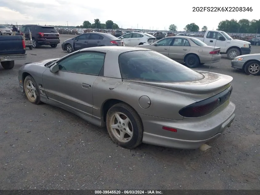 1999 Pontiac Firebird VIN: 2G2FS22K6X2208346 Lot: 39545520