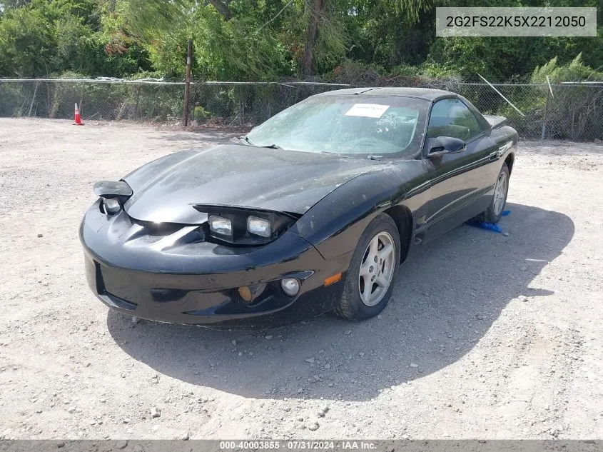 1999 Pontiac Firebird VIN: 2G2FS22K5X2212050 Lot: 40003855