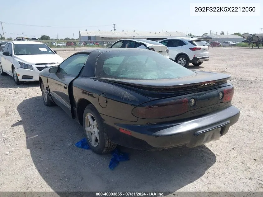 1999 Pontiac Firebird VIN: 2G2FS22K5X2212050 Lot: 40003855