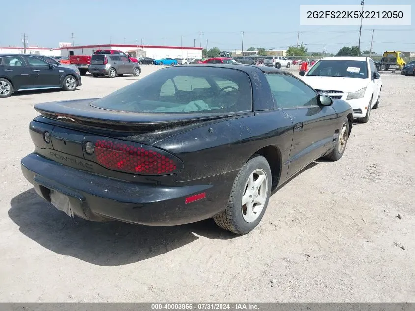 1999 Pontiac Firebird VIN: 2G2FS22K5X2212050 Lot: 40003855