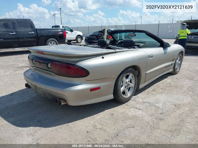 2000 Pontiac Firebird Trans Am VIN: 2G2FV32GXY2121639 Lot: 39731968