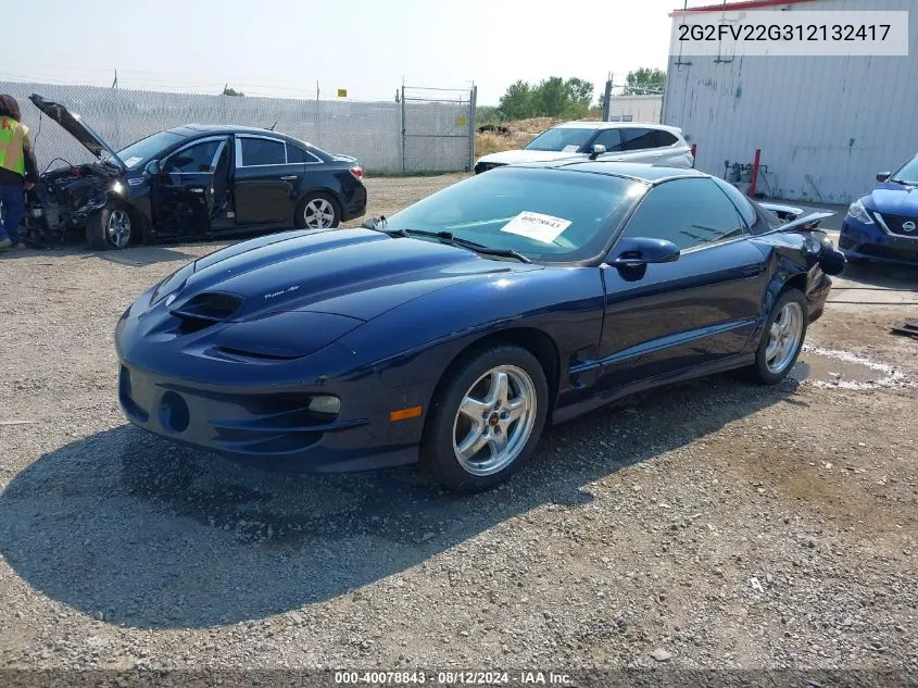 2001 Pontiac Firebird Trans Am VIN: 2G2FV22G312132417 Lot: 40078843