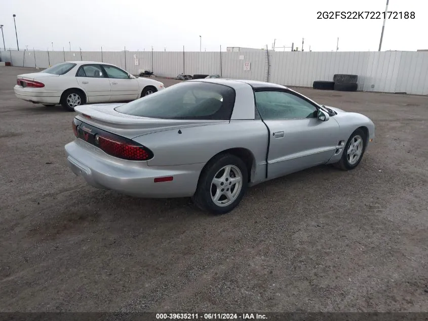 2002 Pontiac Firebird VIN: 2G2FS22K722172188 Lot: 39635211