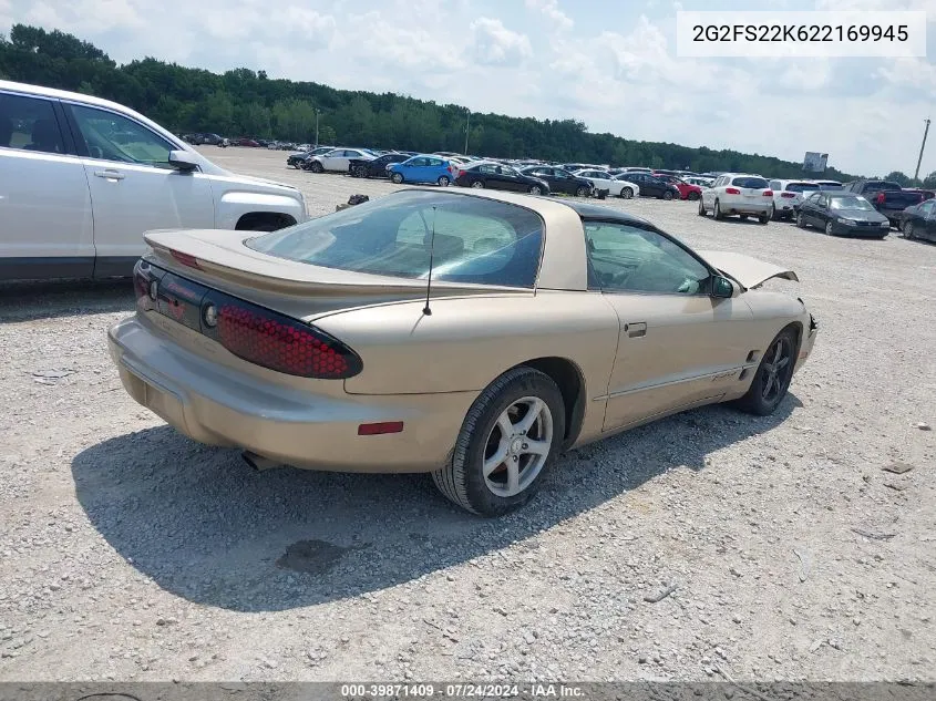 2002 Pontiac Firebird VIN: 2G2FS22K622169945 Lot: 39871409