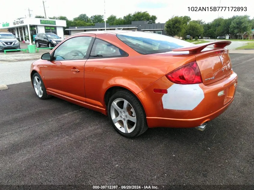 2007 Pontiac G5 Gt VIN: 1G2AN15B777172893 Lot: 39712397