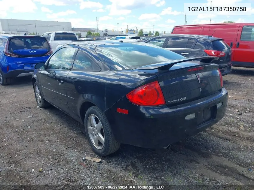 2008 Pontiac G5 VIN: 1G2AL15F187350758 Lot: 12037589