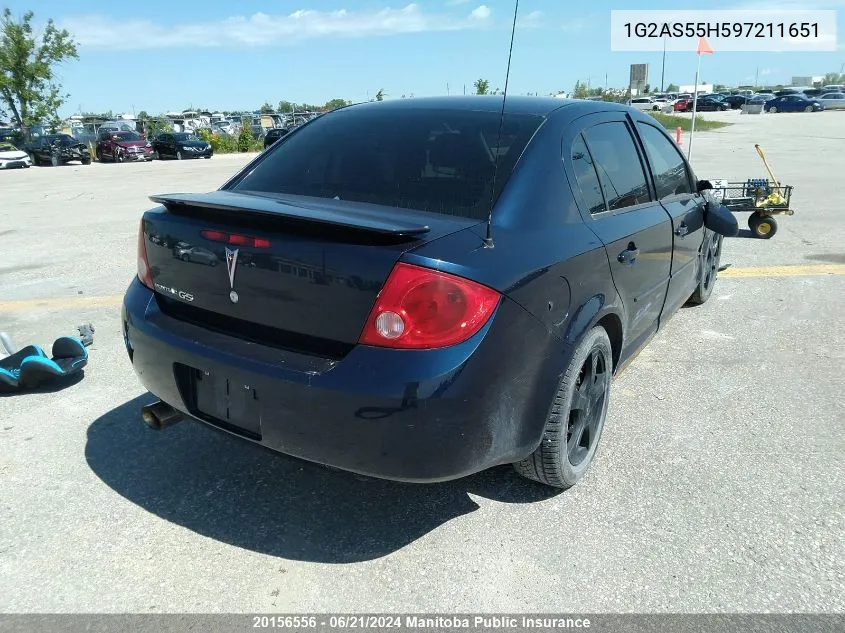 2009 Pontiac G5 VIN: 1G2AS55H597211651 Lot: 20156556