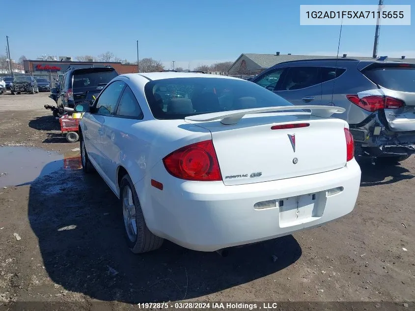 2010 Pontiac G5 VIN: 1G2AD1F5XA7115655 Lot: 11972875