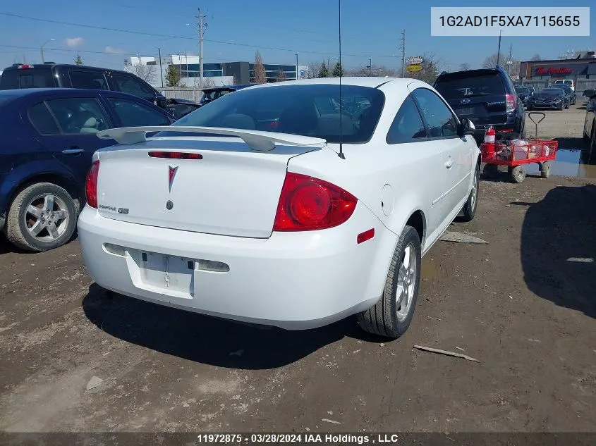 2010 Pontiac G5 VIN: 1G2AD1F5XA7115655 Lot: 11972875