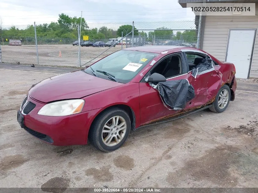 2005 Pontiac G6 VIN: 1G2ZG528254170514 Lot: 39520684