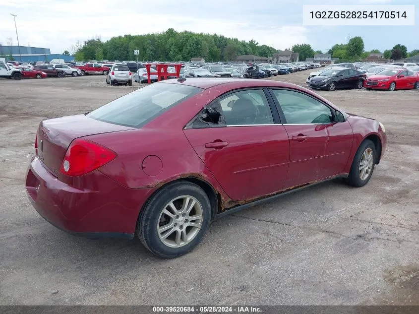 1G2ZG528254170514 2005 Pontiac G6