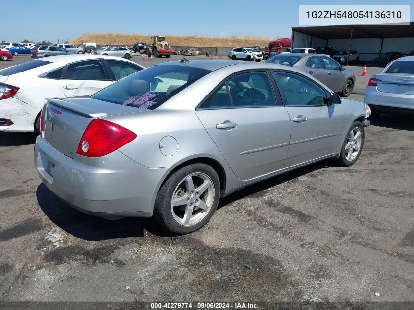 2005 Pontiac G6 Gt VIN: 1G2ZH548054136310 Lot: 40279774