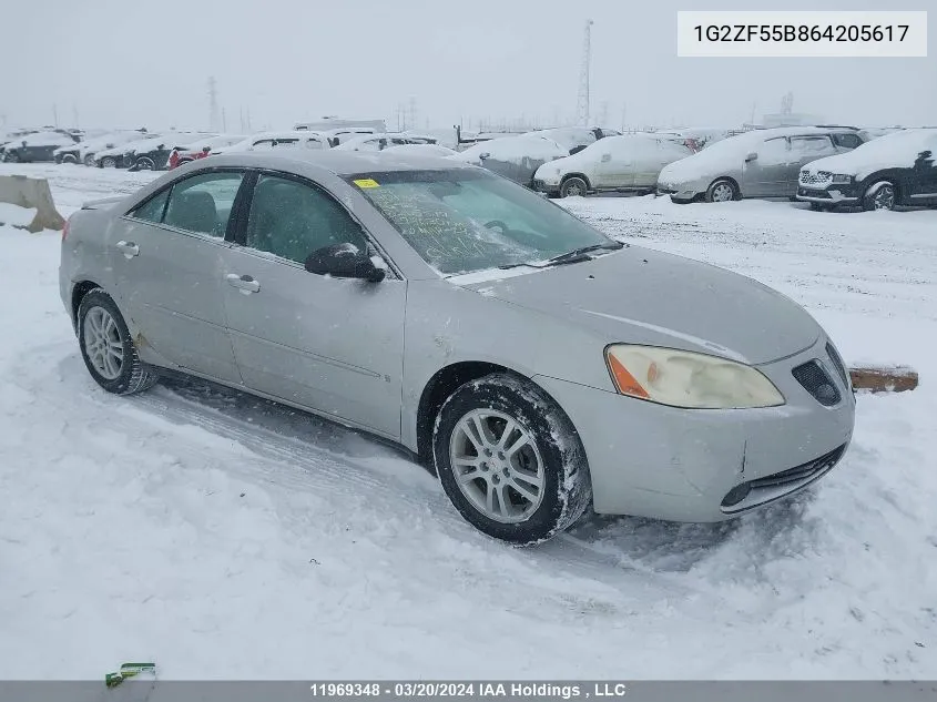 1G2ZF55B864205617 2006 Pontiac G6